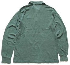 画像2: 70s フランス製 CHEMISE LACOSTE ラコステ ワンポイント コットン 鹿の子 長袖ポロシャツ 杢グリーン 4★09 (2)