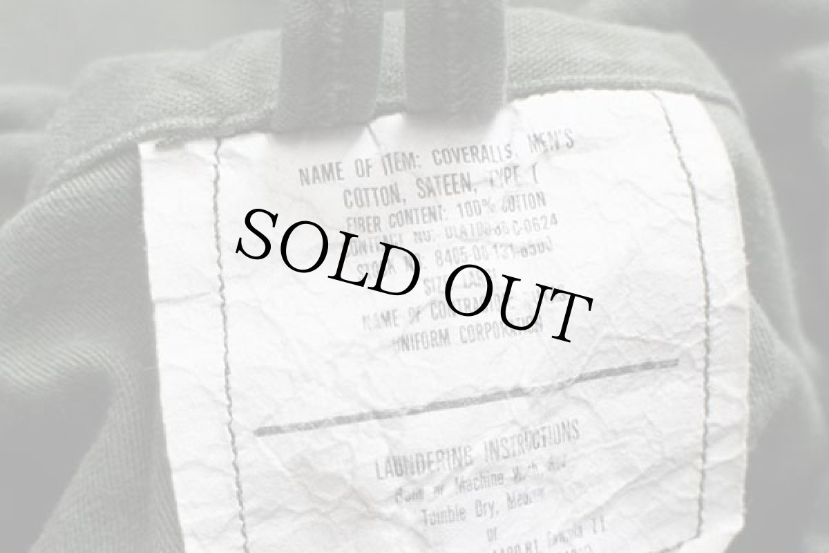 画像5: 80s 米軍 U.S.ARMY コットンサテン カバーオール オールインワン オリーブグリーン L★つなぎ (5)