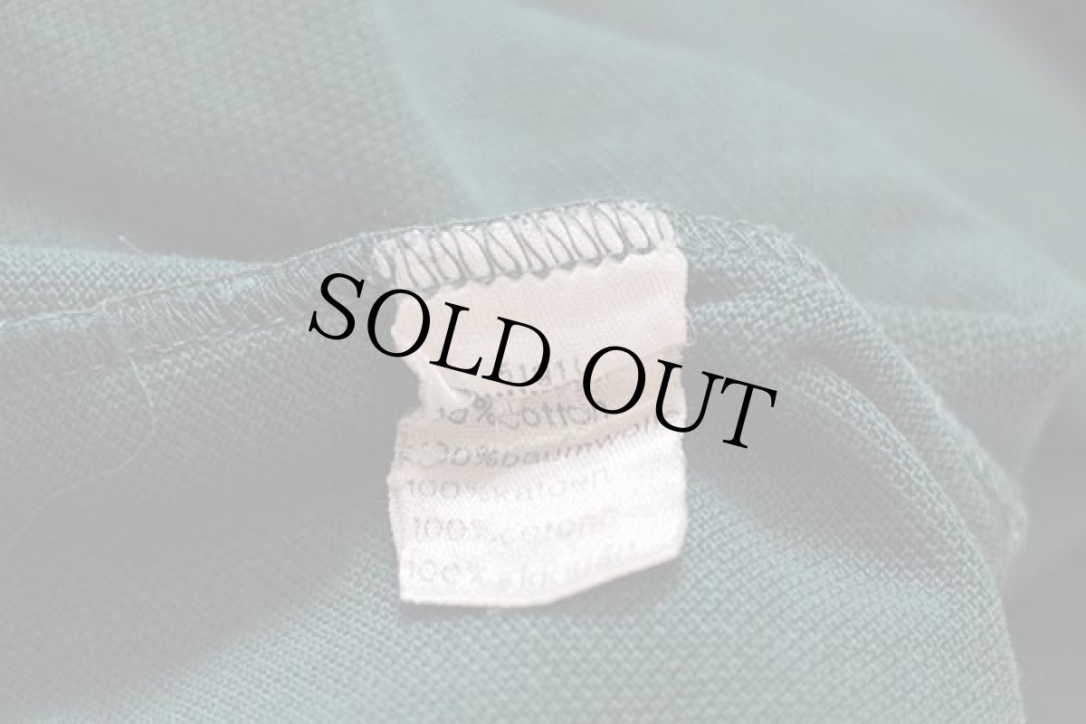 画像5: 80s フランス製 LACOSTEラコステ ワンポイント コットン 鹿の子 長袖ポロシャツ 緑 5★08 (5)