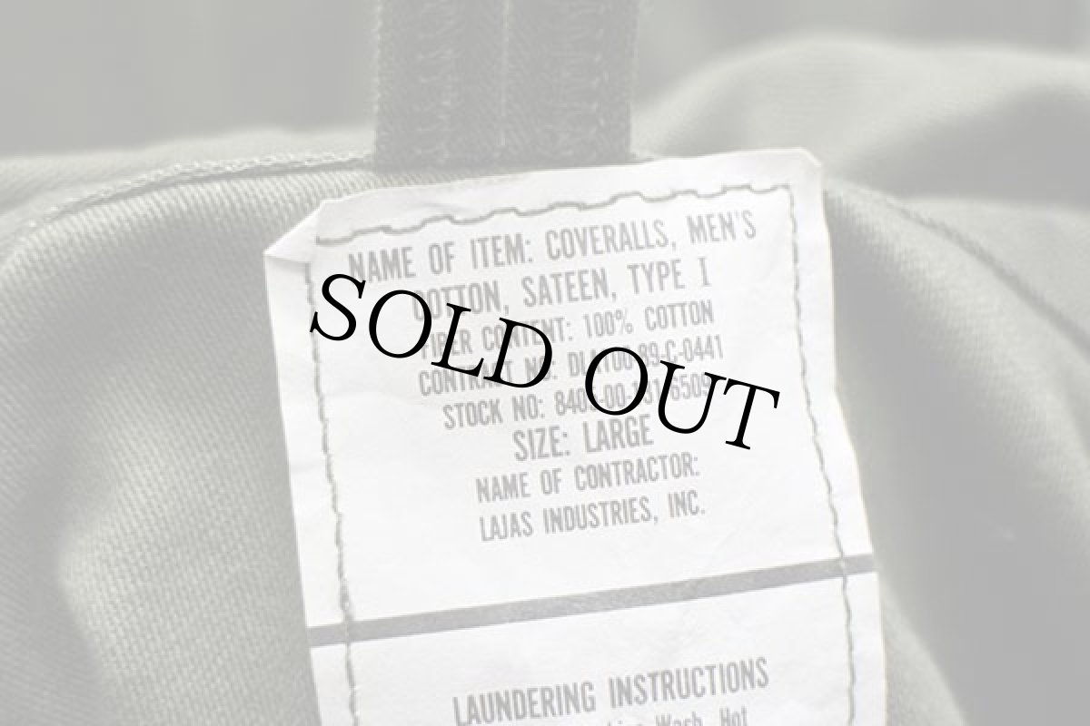 画像5: 80s 米軍 U.S.ARMY コットンサテン カバーオール オールインワン オリーブグリーン L★つなぎ (5)