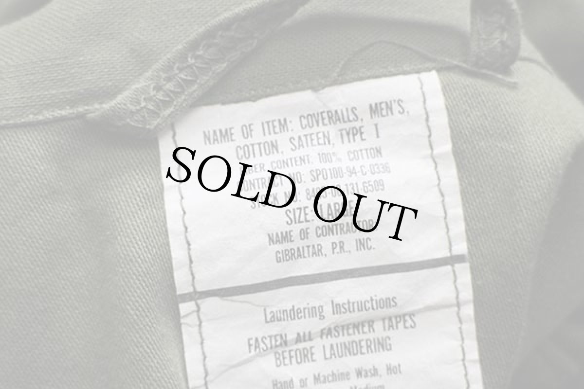 画像5: 90s 米軍 U.S.ARMY コットンサテン カバーオール オールインワン オリーブグリーン L★つなぎ (5)