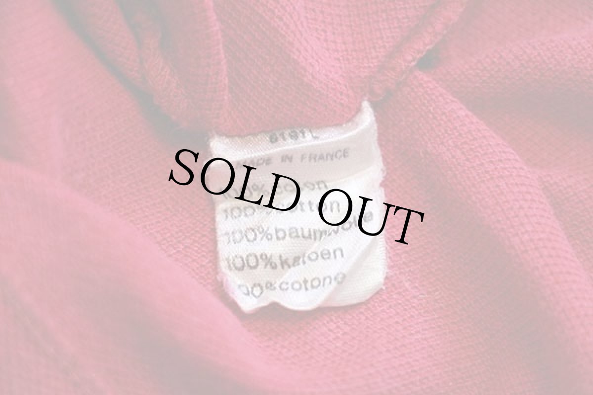 画像5: 70s フランス製 CHEMISE LACOSTE ラコステ ワンポイント コットン 鹿の子 長袖ポロシャツ 濃ピンク 4★27 (5)