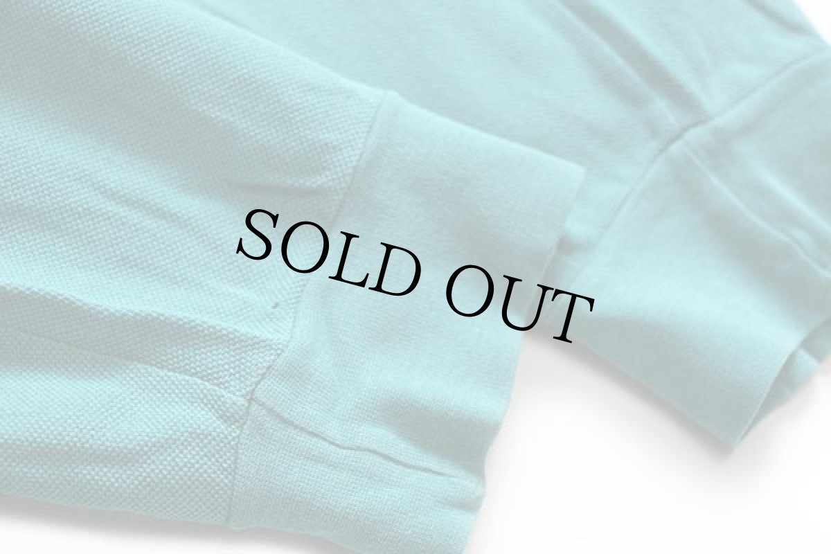 画像5: 70s フランス製 CHEMISE LACOSTE ラコステ ワンポイント コットン 鹿の子 長袖ポロシャツ エメラルドグリーン 3★11 (5)