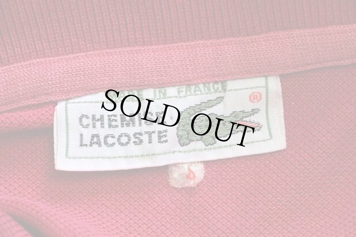 画像4: 70s フランス製 CHEMISE LACOSTE ラコステ ワンポイント コットン 鹿の子 長袖ポロシャツ 濃ピンク 4★27 (4)