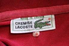 画像4: 70s フランス製 CHEMISE LACOSTE ラコステ ワンポイント コットン 鹿の子 長袖ポロシャツ 濃ピンク 4★27 (4)