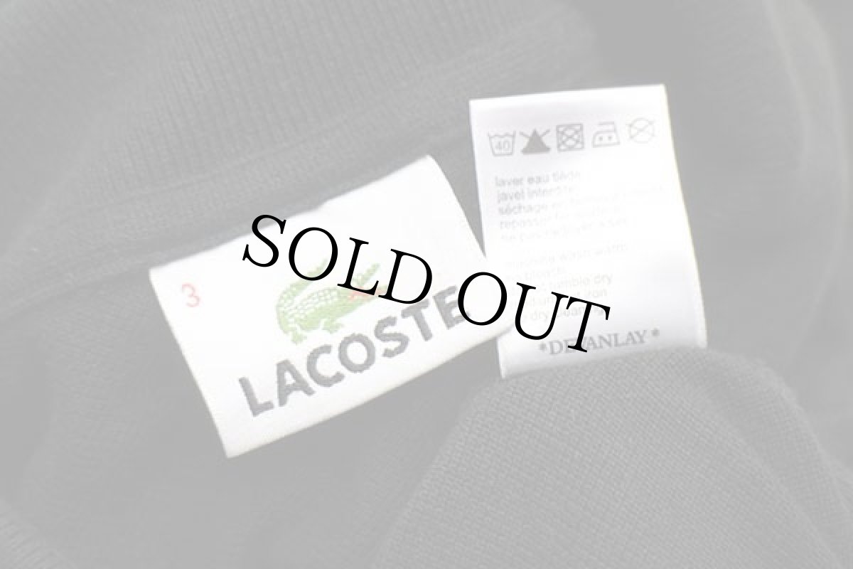 画像4: 00s LACOSTEラコステ ワンポイント コットン 鹿の子 ポロシャツ 黒 3★50 (4)