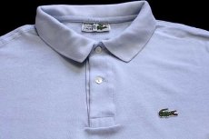 画像3: 70s フランス製 CHEMISE LACOSTE ラコステ ワンポイント コットン 鹿の子 長袖ポロシャツ スカイブルー 5★18 (3)