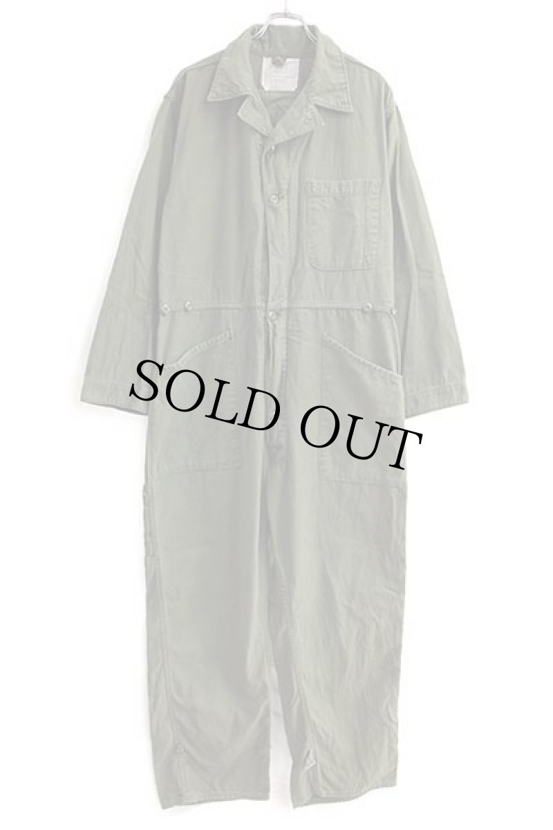 画像2: 80s 米軍 U.S.ARMY コットンサテン カバーオール オールインワン オリーブグリーン L★つなぎ (2)