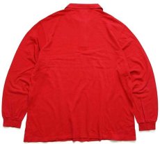 画像2: 70s フランス製 CHEMISE LACOSTE ラコステ ワンポイント コットン 鹿の子 長袖ポロシャツ 赤 7★30 (2)