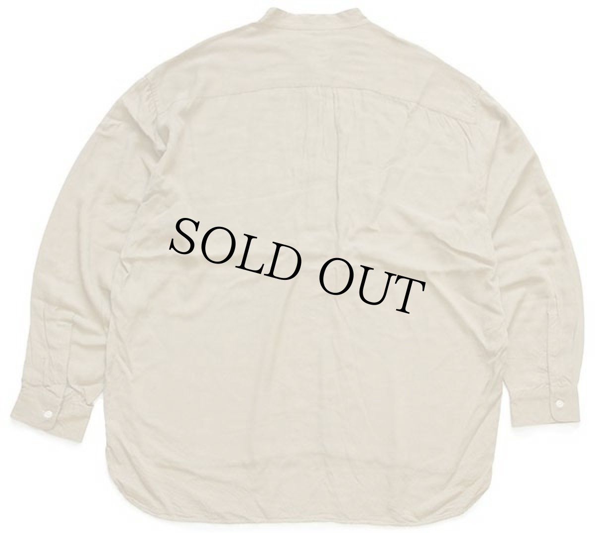 画像2: 90s USA製 PERRY ELLIS 無地 バンドカラー プルオーバー レーヨンシャツ カーキ XL (2)