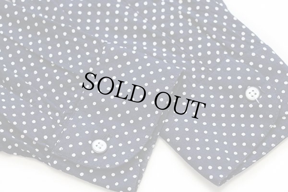 画像6: 90s イタリア製 AZZURRA ドット柄 比翼 レーヨンシャツ 紺×白 L (6)