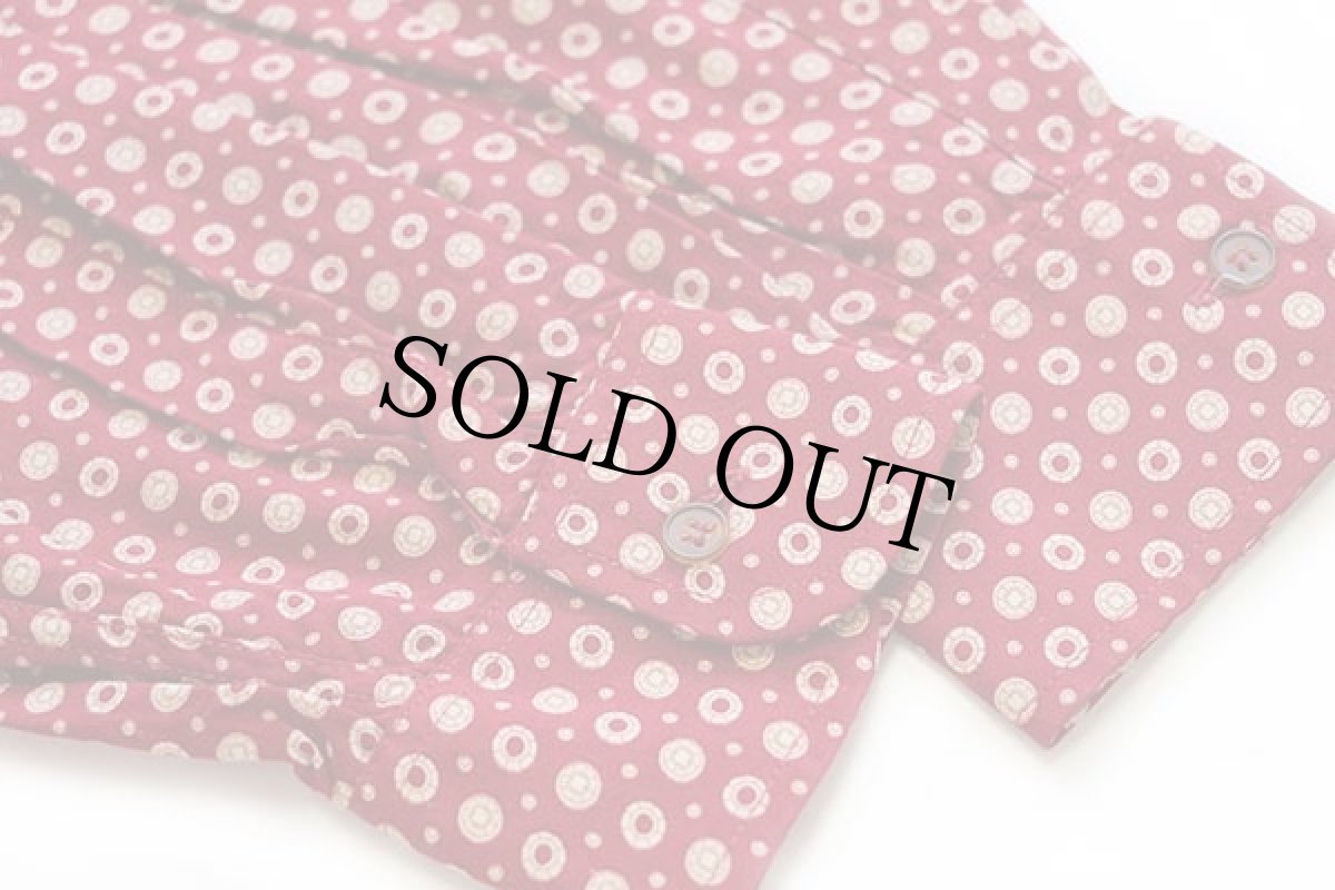 画像6: 90s イタリア製 Filou 小紋柄 総柄 レーヨンシャツ 濃赤 L (6)