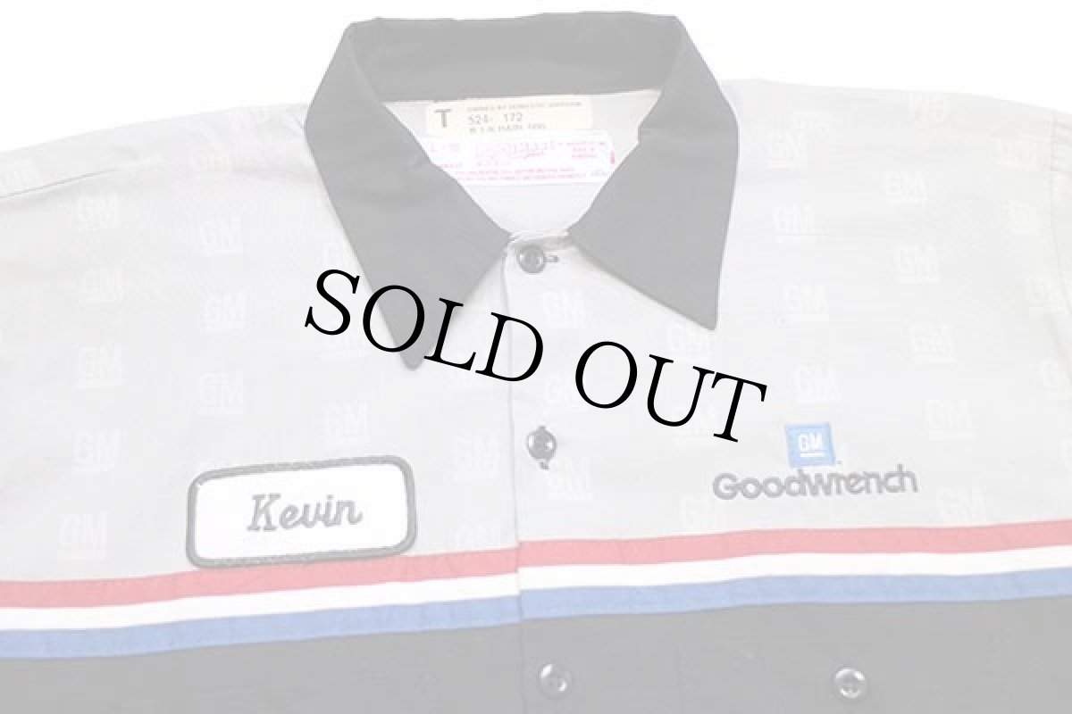 画像3: 00s RED KAPレッドキャップ GM Goodwrench 刺繍&パッチ付き 半袖 ワークシャツ L-SS (3)