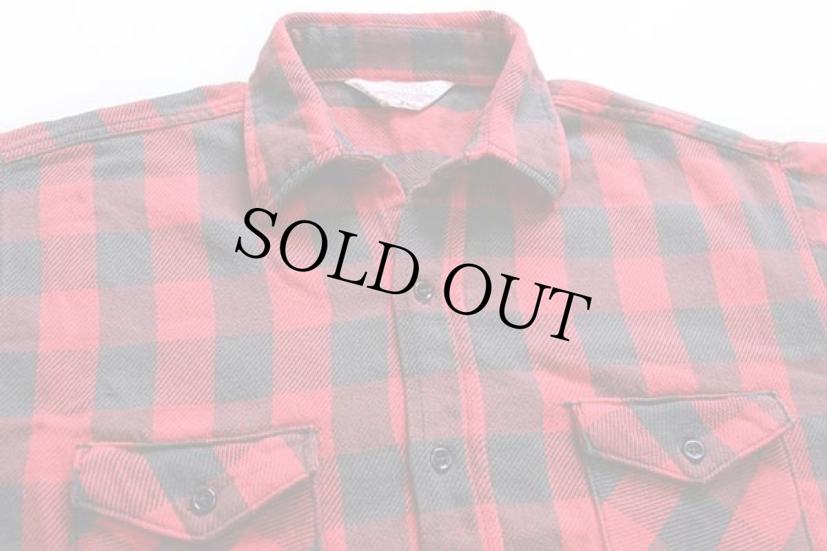 画像3: 80s USA製 FROSTPROOF バッファローチェック コットン フランネルシャツ 赤×黒 XL (3)