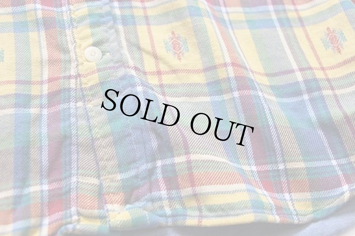 画像5: ポロ ラルフローレン 柄入り マドラスチェック コットン フランネルシャツ L (5)