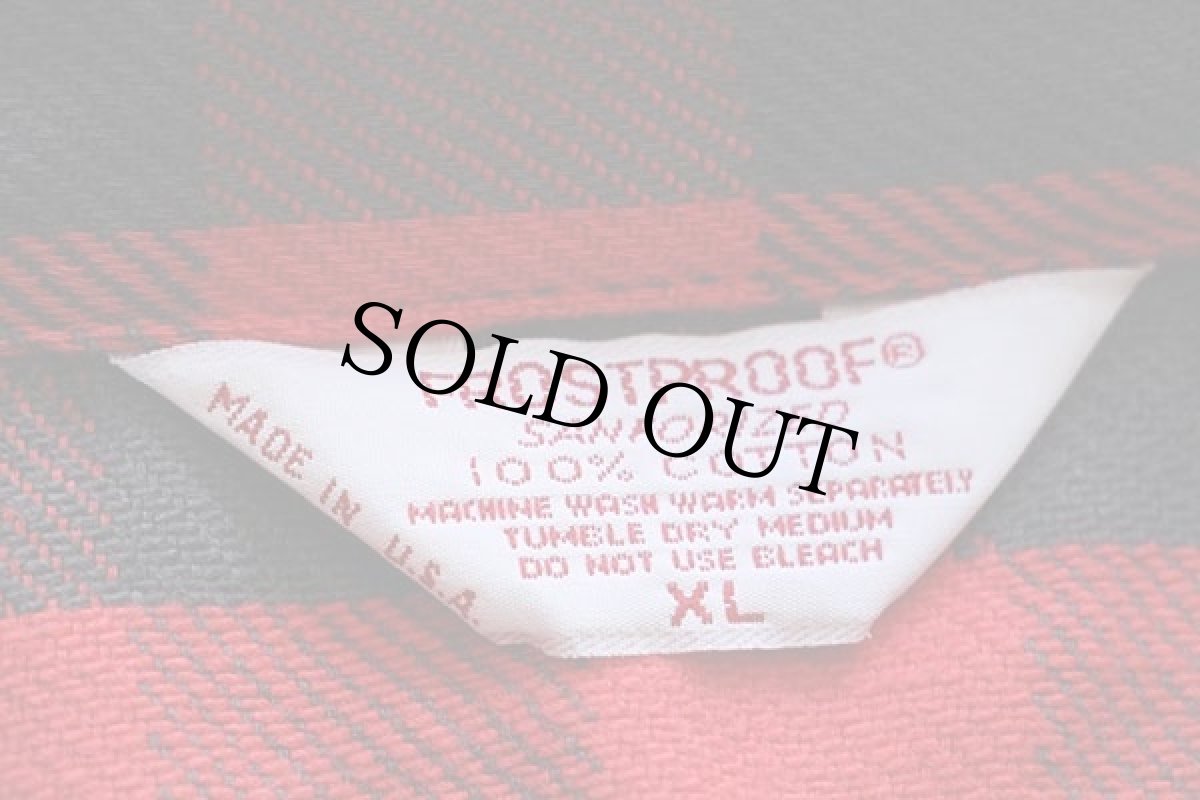 画像4: 80s USA製 FROSTPROOF バッファローチェック コットン フランネルシャツ 赤×黒 XL (4)