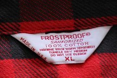 画像4: 80s USA製 FROSTPROOF バッファローチェック コットン フランネルシャツ 赤×黒 XL (4)