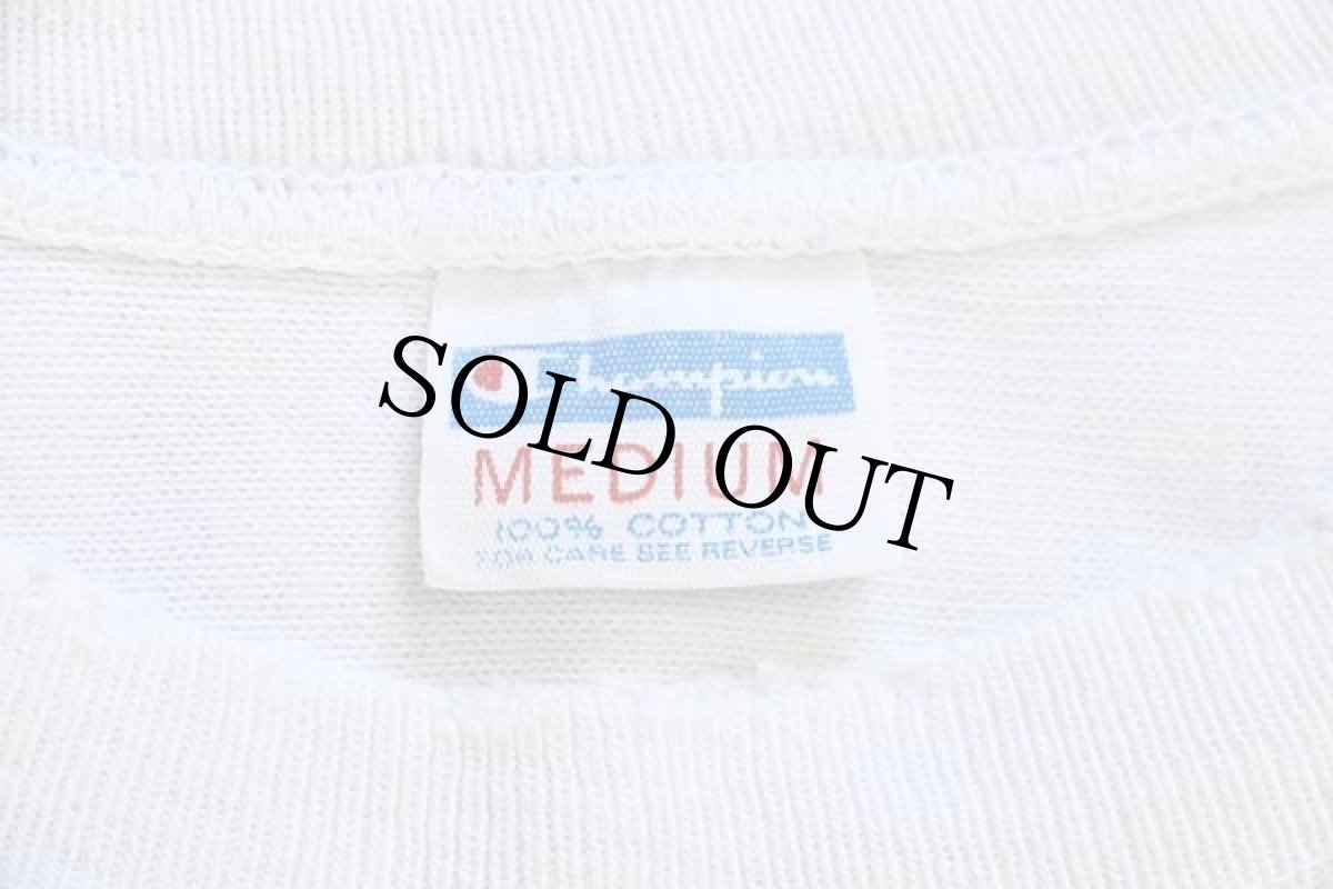 画像4: 70s USA製 Championチャンピオン SLIPPERY ROCK 96 FOOTBALL 三段中抜き 染み込みプリント コットン フットボールTシャツ 生成り M (4)