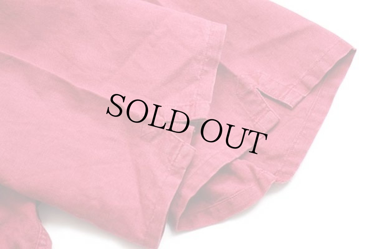 画像6: 90s GAPギャップ 無地 半袖 リネン×コットンシャツ 濃赤 L (6)