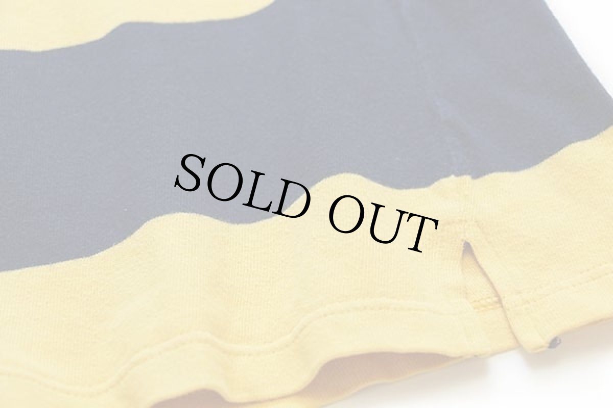 画像5: 80s LACOSTEラコステ 太ボーダー コットン 長袖ポロシャツ 紺×濃黄 S (5)