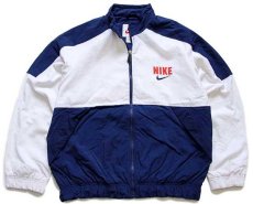 画像2: 90s NIKEナイキ ビッグロゴ ツートン ナイロンジャケット 紺×白 S (2)