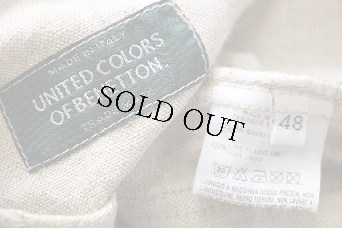 画像4: 90s イタリア製 BENETTONベネトン リネンベスト グレーベージュ 48 (4)