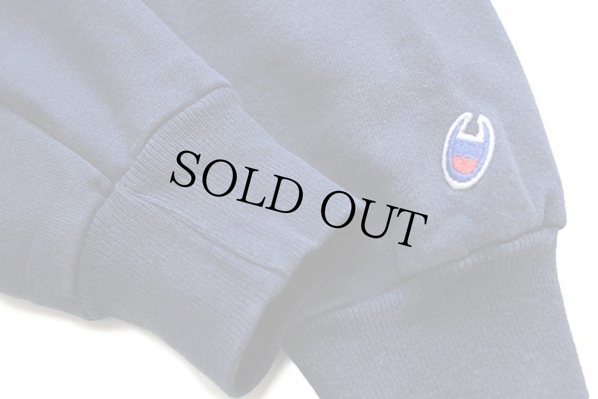 画像6: 90s USA製 Championチャンピオン ワンポイント スクリプト ロゴ刺繍 スウェット ジップパーカー 紺 M (6)