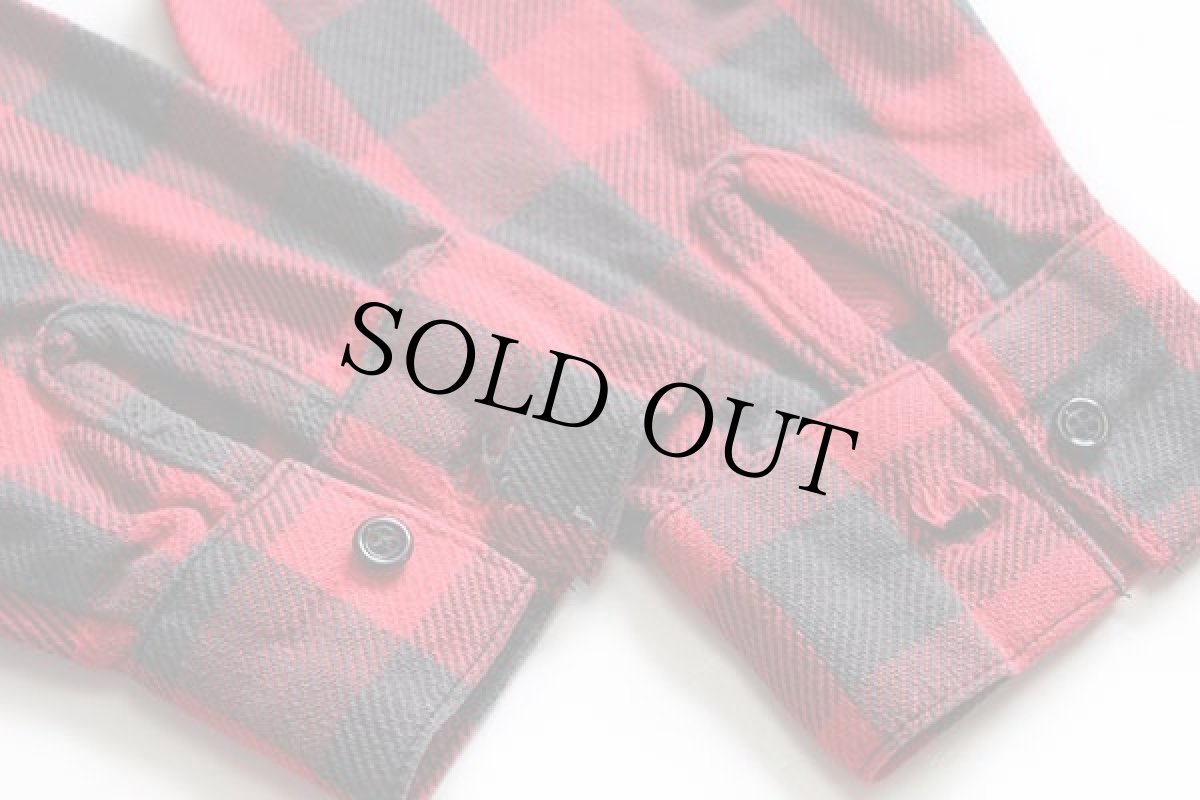 画像6: 80s USA製 FROSTPROOF バッファローチェック コットン フランネルシャツ 赤×黒 XL (6)