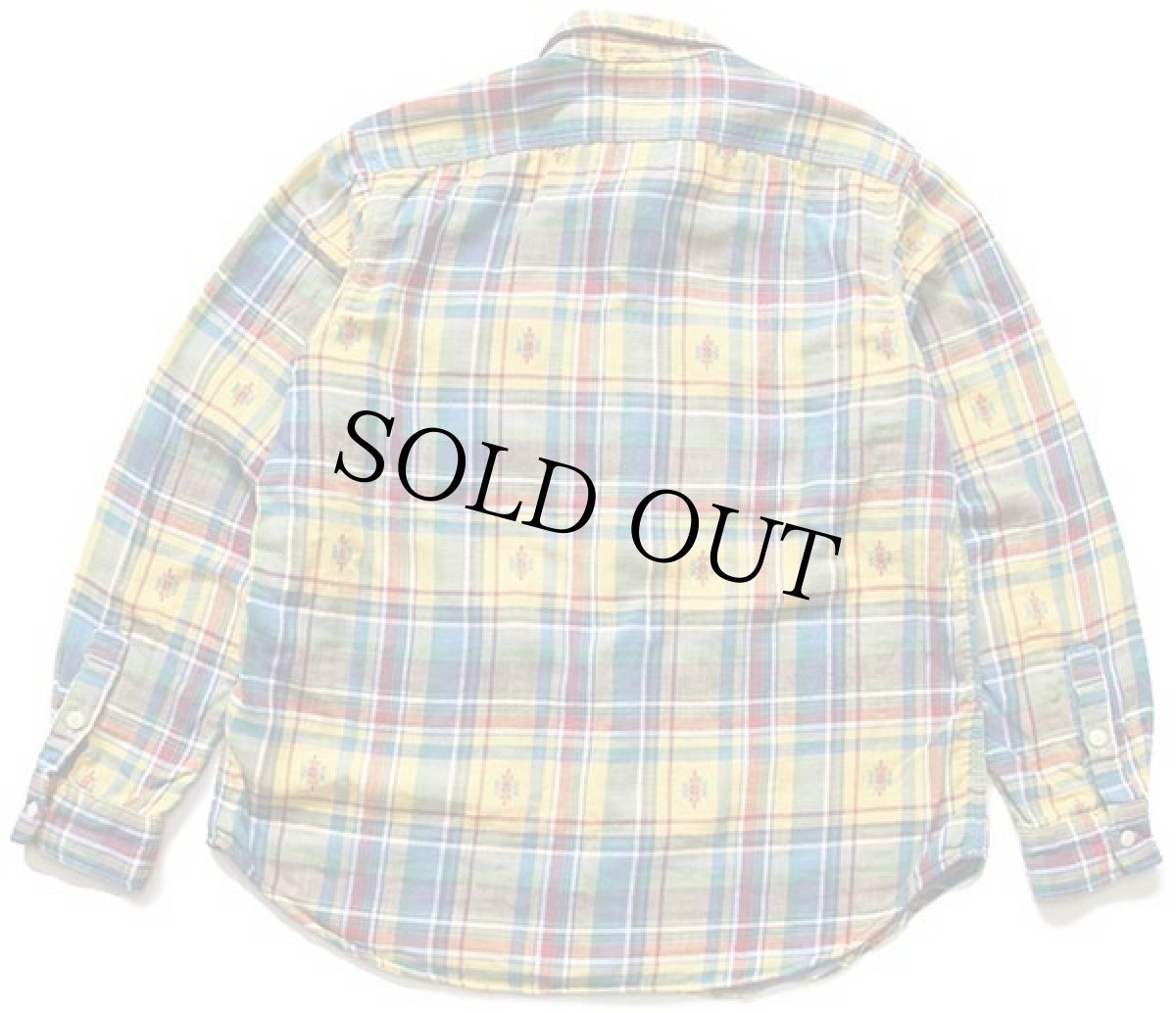 画像2: ポロ ラルフローレン 柄入り マドラスチェック コットン フランネルシャツ L (2)