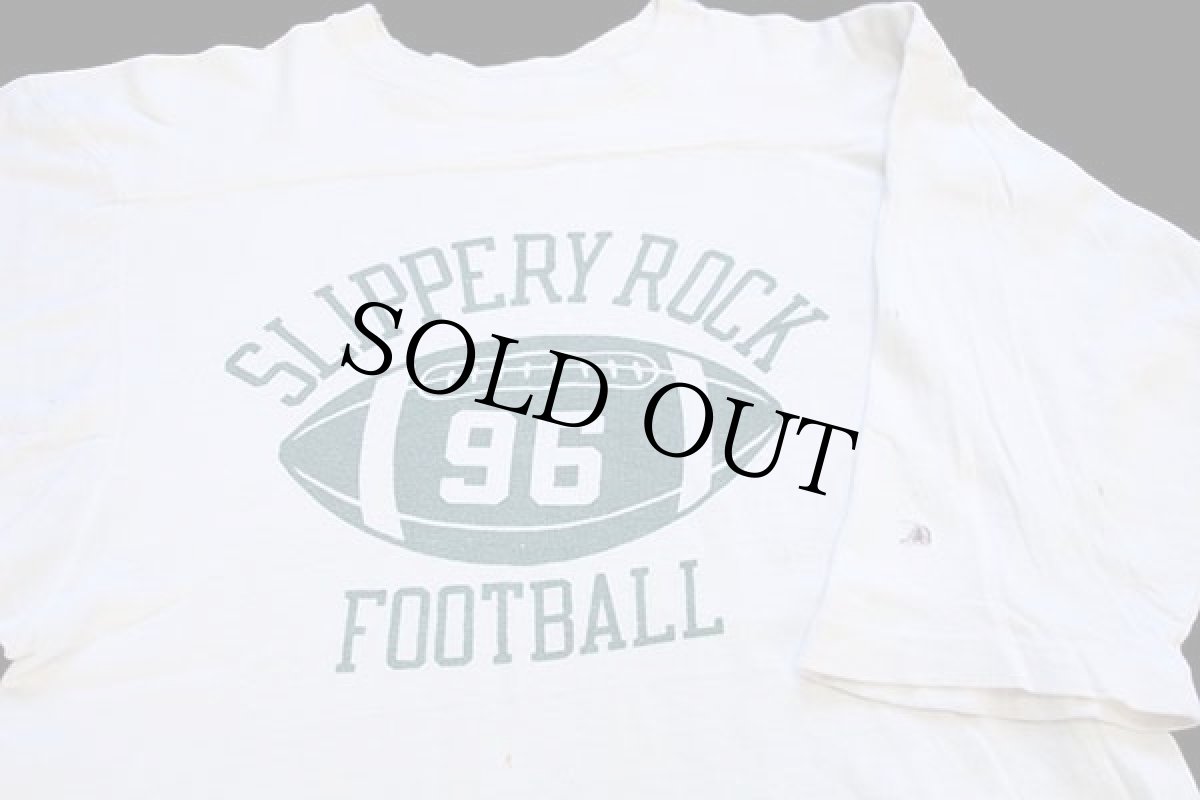 画像3: 70s USA製 Championチャンピオン SLIPPERY ROCK 96 FOOTBALL 三段中抜き 染み込みプリント コットン フットボールTシャツ 生成り M (3)