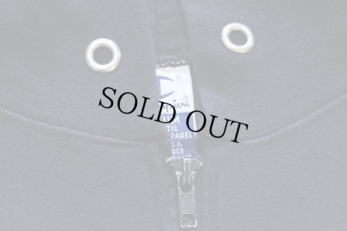 画像5: 90s USA製 Championチャンピオン ワンポイント スクリプト ロゴ刺繍 スウェット ジップパーカー 紺 M (5)