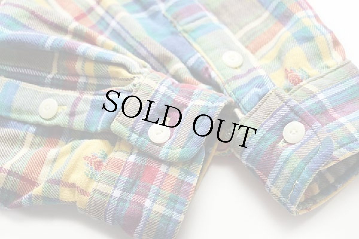 画像6: ポロ ラルフローレン 柄入り マドラスチェック コットン フランネルシャツ L (6)