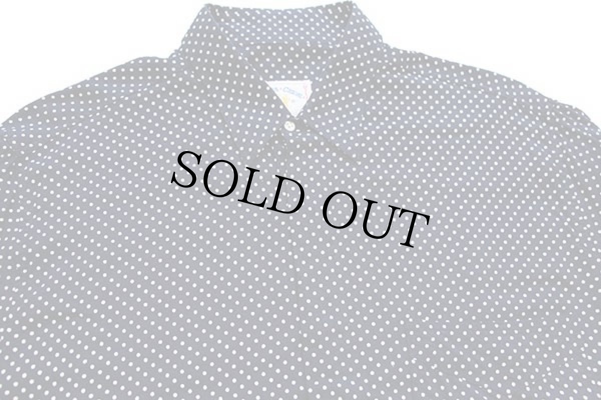 画像3: 90s イタリア製 AZZURRA ドット柄 比翼 レーヨンシャツ 紺×白 L (3)