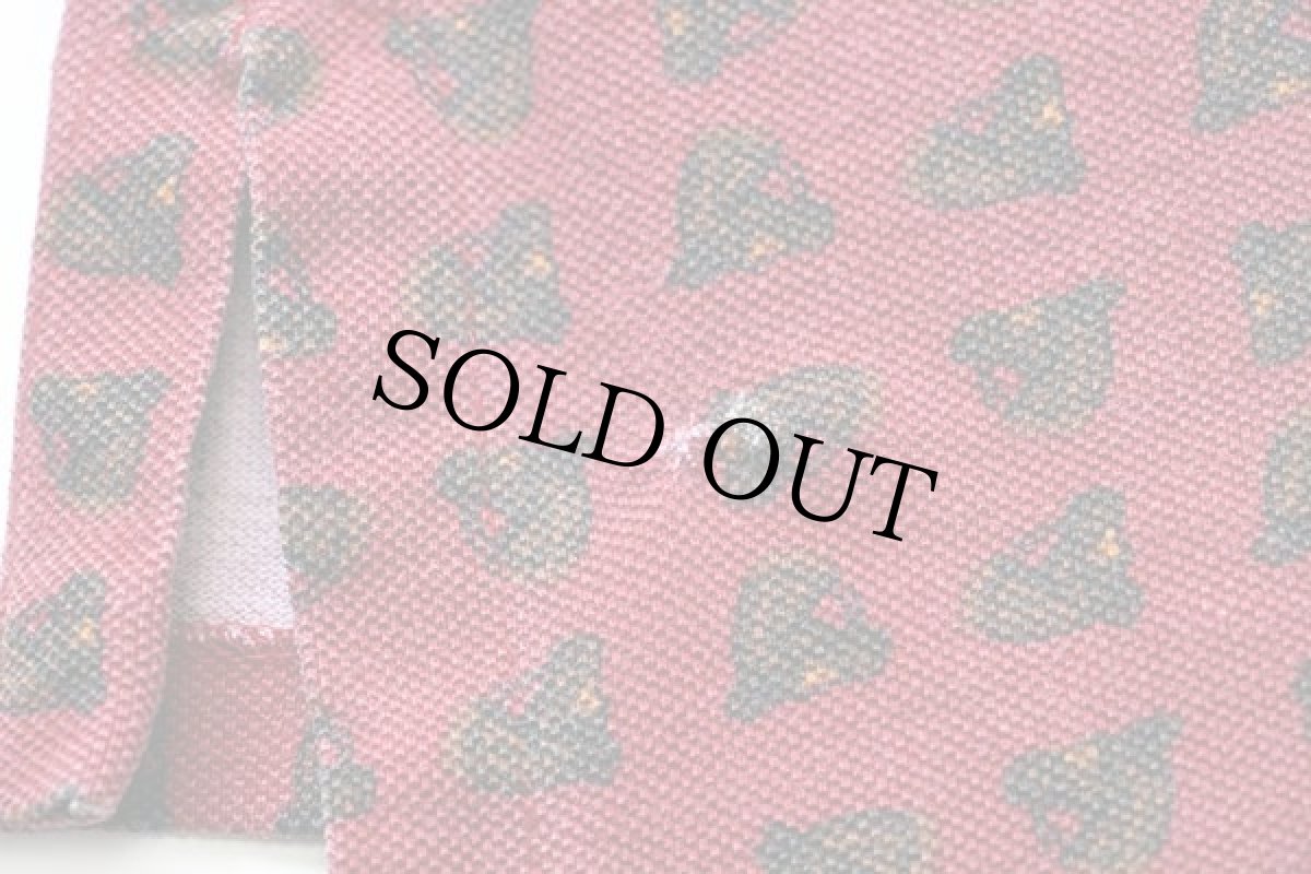 画像6: 90s USA製 ポロ ラルフローレン 馬 総柄 コットン 鹿の子 長袖ポロシャツ 濃赤 M (6)