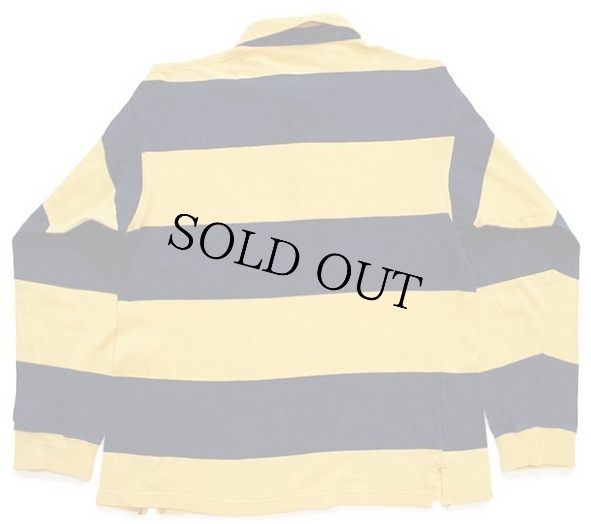 画像2: 80s LACOSTEラコステ 太ボーダー コットン 長袖ポロシャツ 紺×濃黄 S (2)