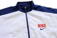 画像3: 90s NIKEナイキ ビッグロゴ ツートン ナイロンジャケット 紺×白 S (3)