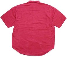 画像2: 90s GAPギャップ 無地 半袖 リネン×コットンシャツ 濃赤 L (2)