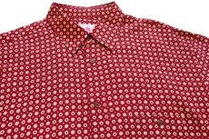画像3: 90s イタリア製 Filou 小紋柄 総柄 レーヨンシャツ 濃赤 L (3)
