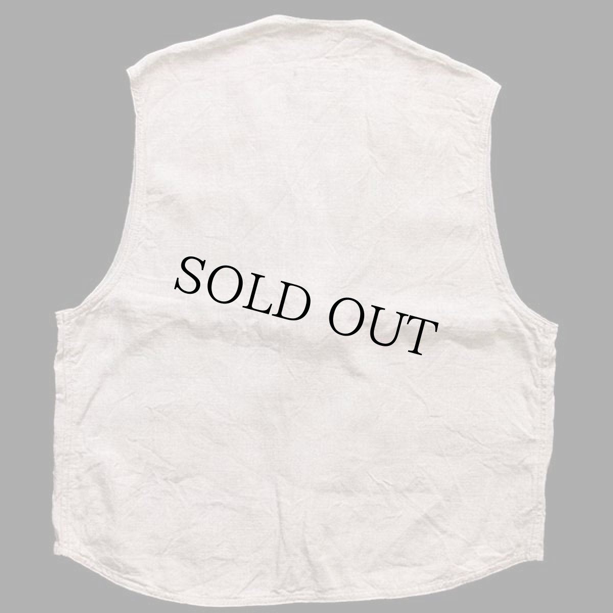 画像2: 90s イタリア製 BENETTONベネトン リネンベスト グレーベージュ 48 (2)