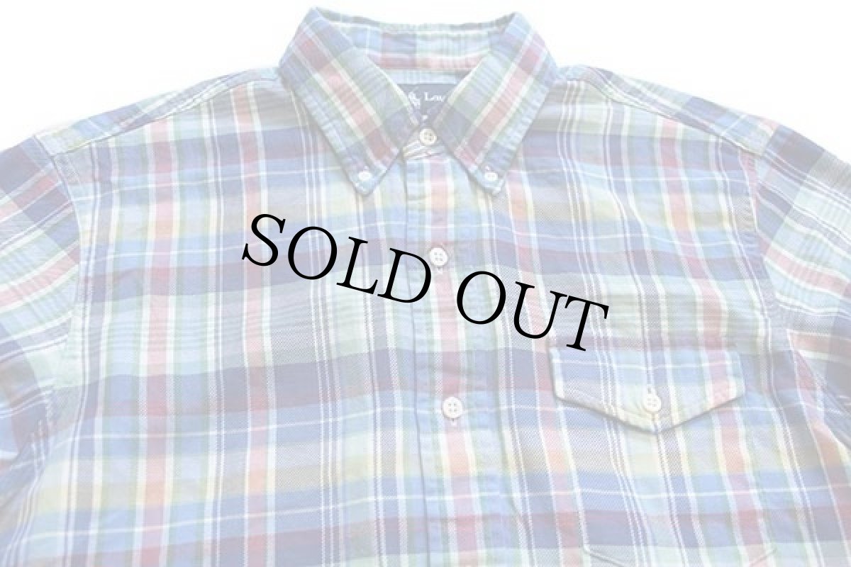 画像3: ラルフローレン マドラスチェック ポケット付き 三点留め ボタンダウン コットンシャツ M (3)