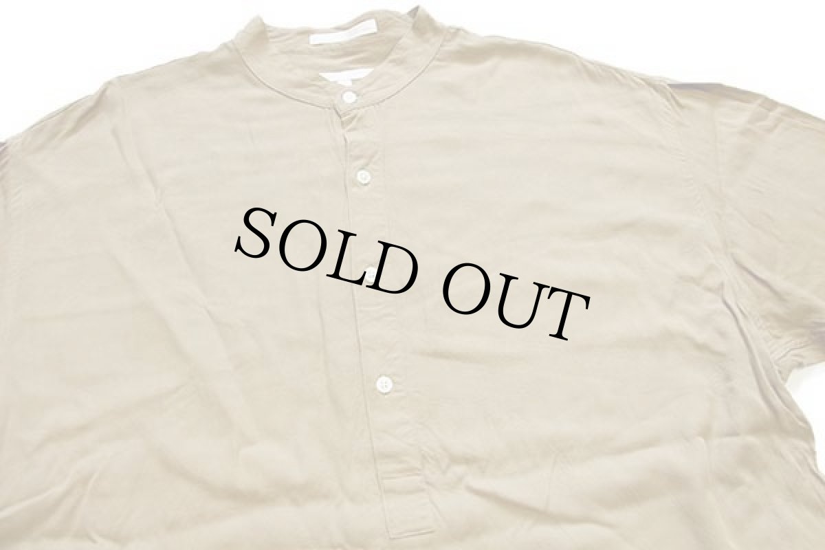 画像3: 90s USA製 PERRY ELLIS 無地 バンドカラー プルオーバー レーヨンシャツ カーキ XL (3)