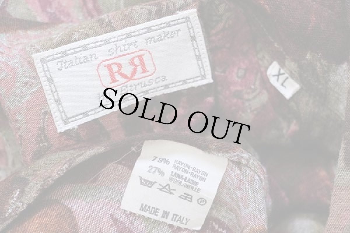 画像4: 90s イタリア製 Etrusca フラワー柄 アート レーヨン×ウールシャツ XL (4)