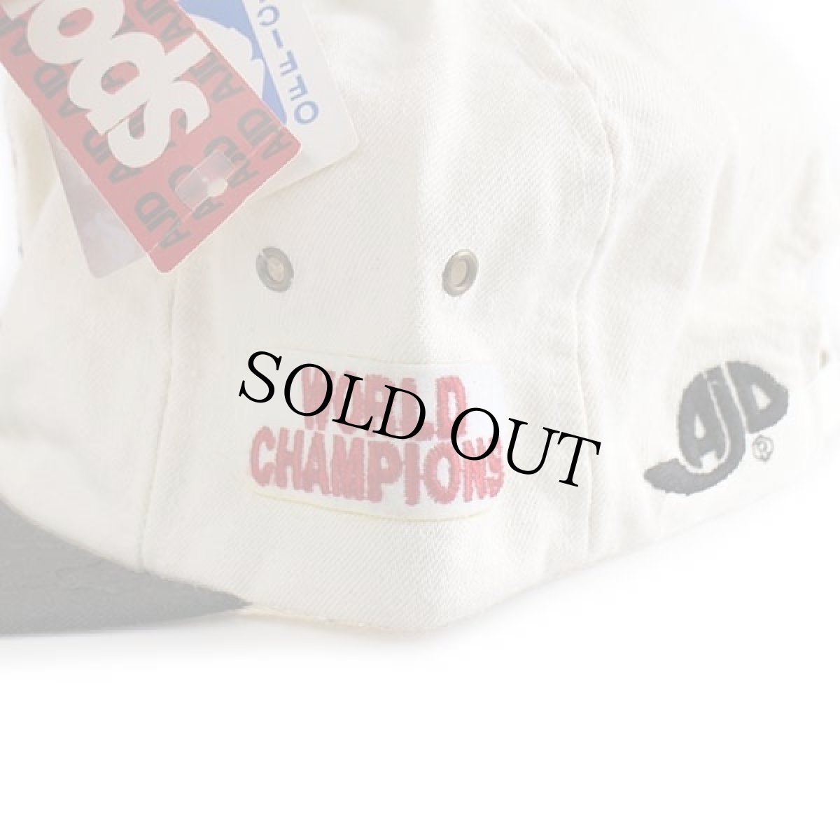 画像5: 90s NBA HOUSTON ROCKETS ロゴ刺繍 WORLD CHAMPIONS パッチ付き ツートン コットンキャップ 生成り×黒 (5)