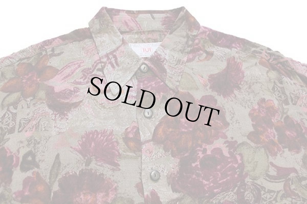 画像3: 90s イタリア製 Etrusca フラワー柄 アート レーヨン×ウールシャツ XL (3)