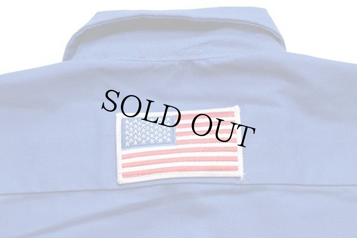 画像4: 00s RED KAPレッドキャップ PEPSI ペプシ コーラ 星条旗 ロゴ刺繍&パッチ付き 半袖 ワークシャツ 青 M-SS (4)