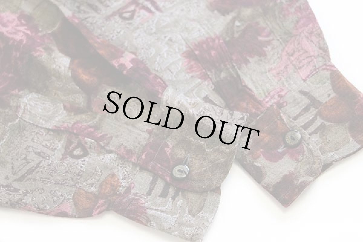 画像6: 90s イタリア製 Etrusca フラワー柄 アート レーヨン×ウールシャツ XL (6)