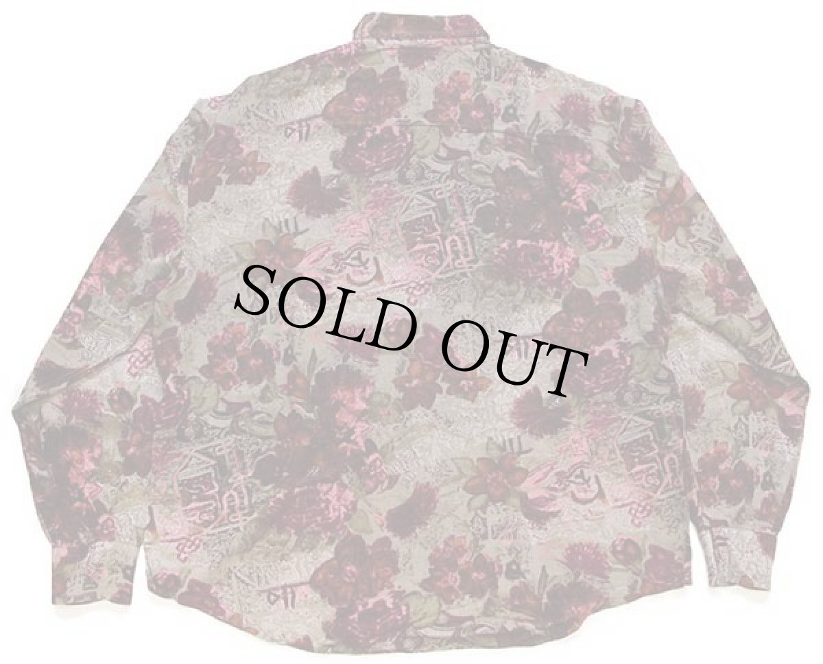 画像2: 90s イタリア製 Etrusca フラワー柄 アート レーヨン×ウールシャツ XL (2)