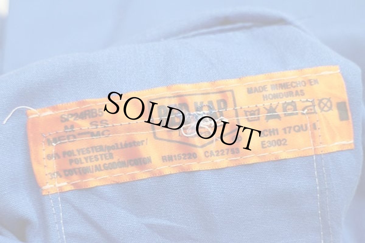 画像5: 00s RED KAPレッドキャップ PEPSI ペプシ コーラ 星条旗 ロゴ刺繍&パッチ付き 半袖 ワークシャツ 青 M-SS (5)