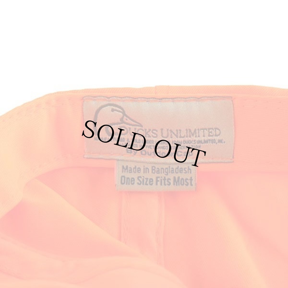 画像5: 未使用★DUCKS UNLIMITED ロゴ刺繍 ツートン ワックスコットン キャンバス キャップ 蛍光オレンジ×焦げ茶 (5)