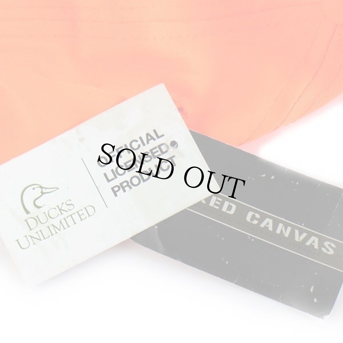 画像6: 未使用★DUCKS UNLIMITED ロゴ刺繍 ツートン ワックスコットン キャンバス キャップ 蛍光オレンジ×焦げ茶 (6)